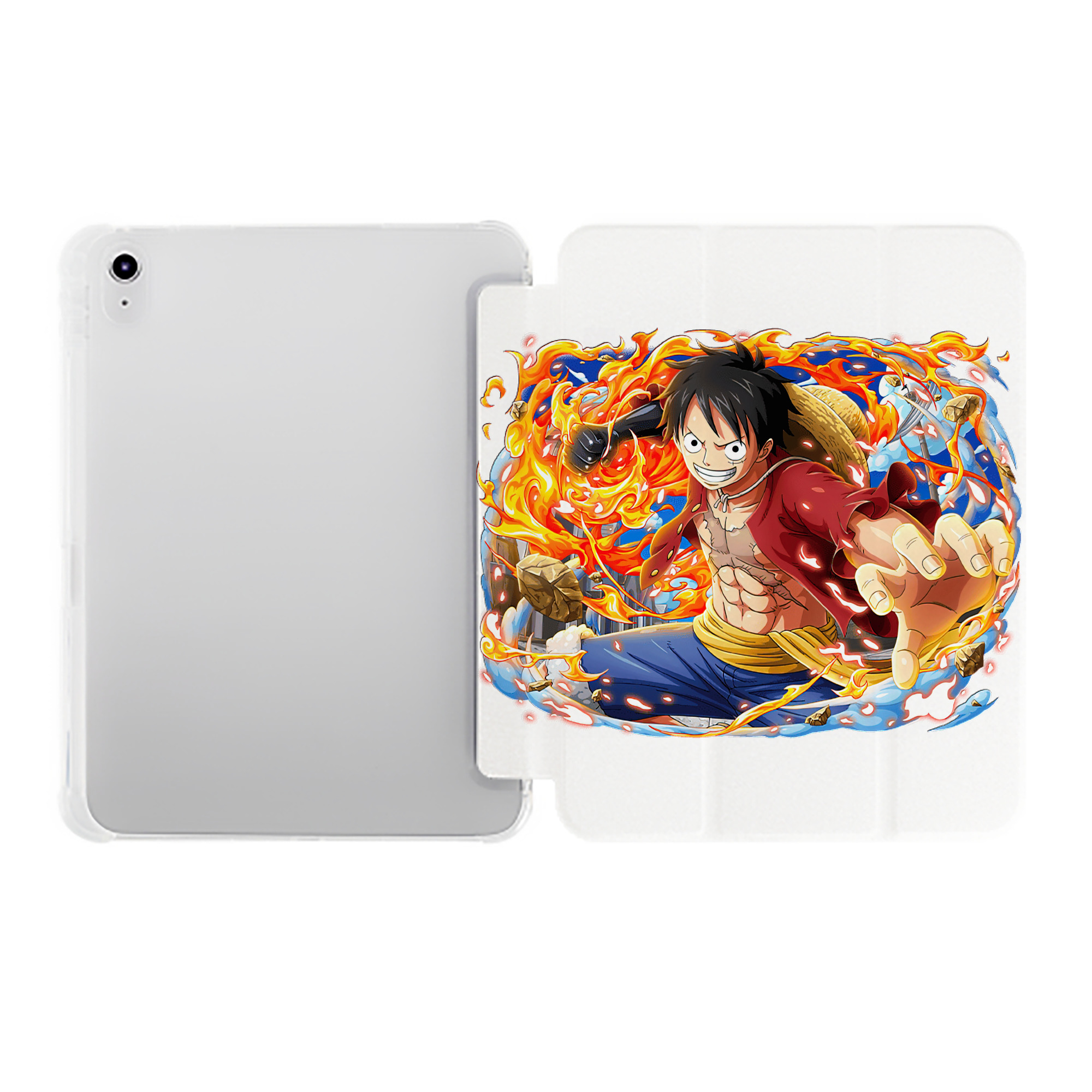 （画像用） ワンピース モンキー・D・ルフィ ONE PIECE Monkey D. Luffy IPad ケース ペン収納付き 三つ折りスタンド PUレザー×シリコン 対応機種9.5/10.5/10.9インチ